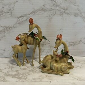 Christmas deer figurines ceramic festive ornaments home decor